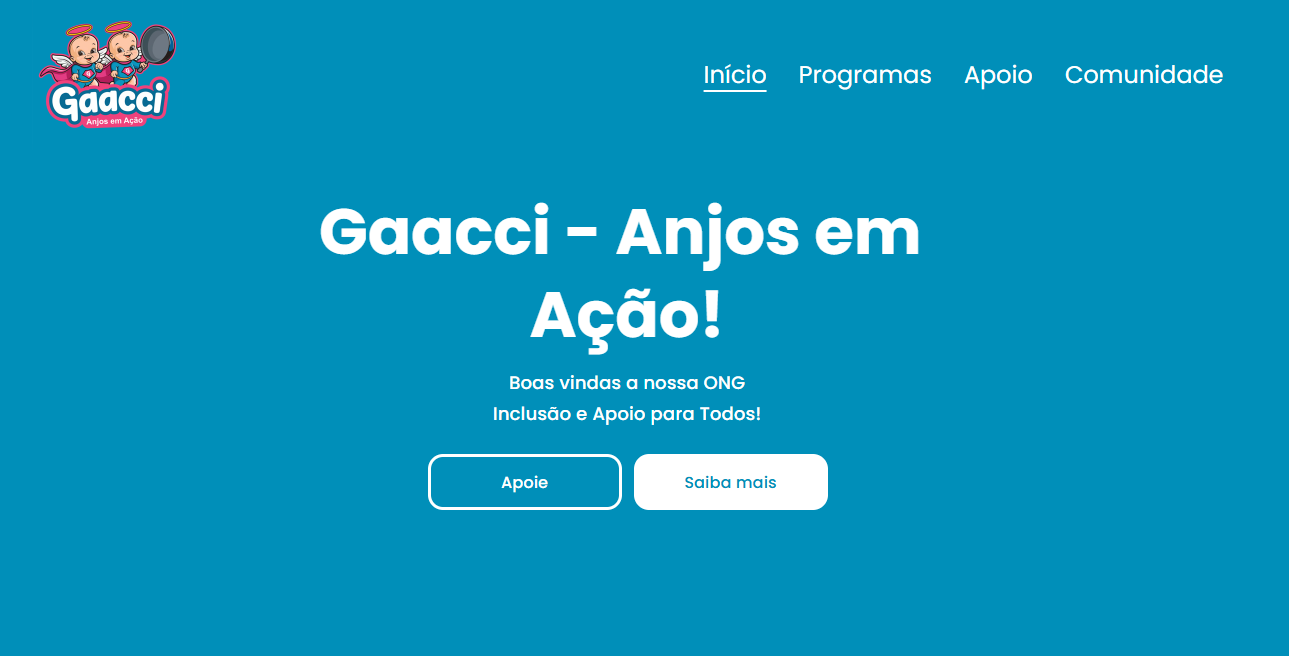 Captura de tela do projeto Gaacci ONG